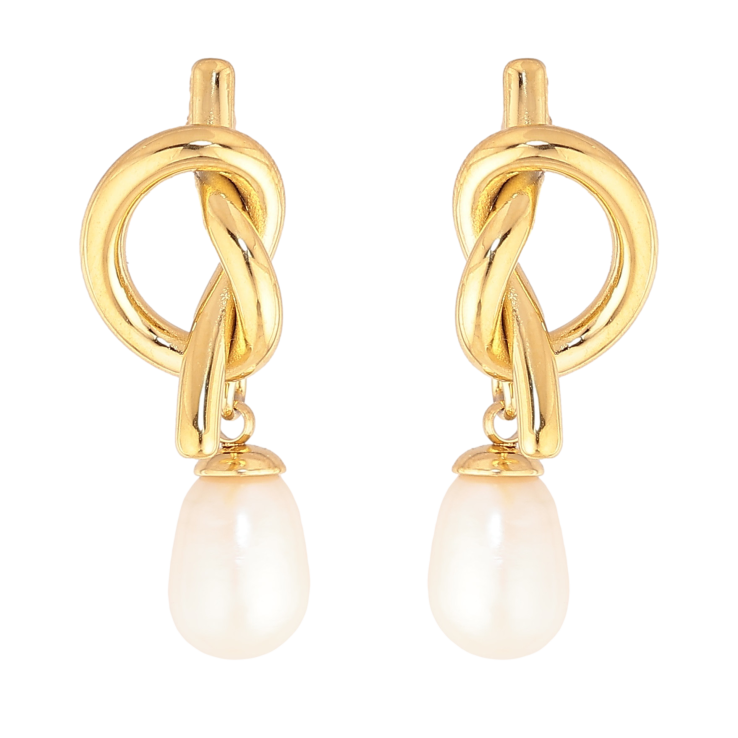 Сережки Нержавіюча сталь пусети "Вузлики з перлинами" фото №1