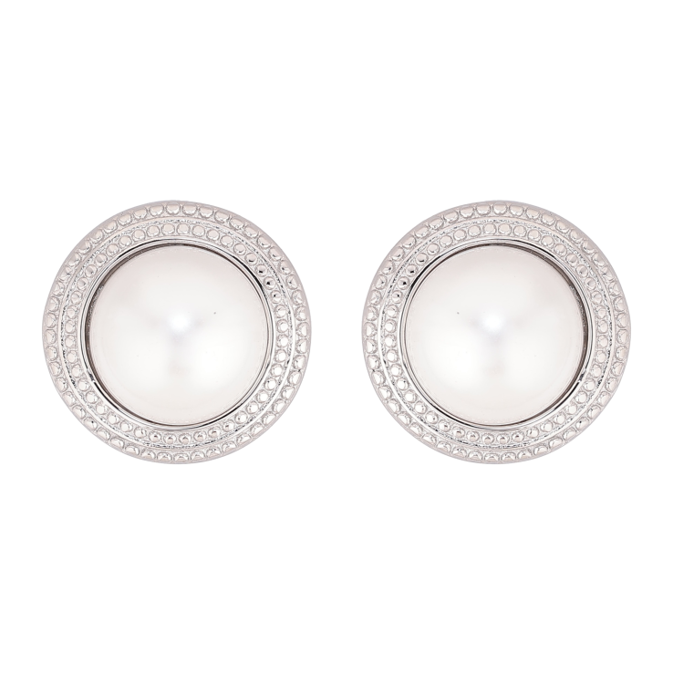 Серьги Нержавеющая сталь пусеты "Узор с жемчужинами" фото №2