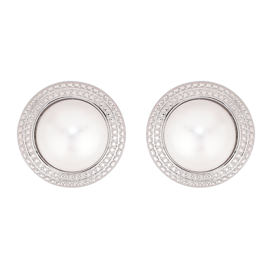 Серьги Нержавеющая сталь пусеты "Узор с жемчужинами" фото №1