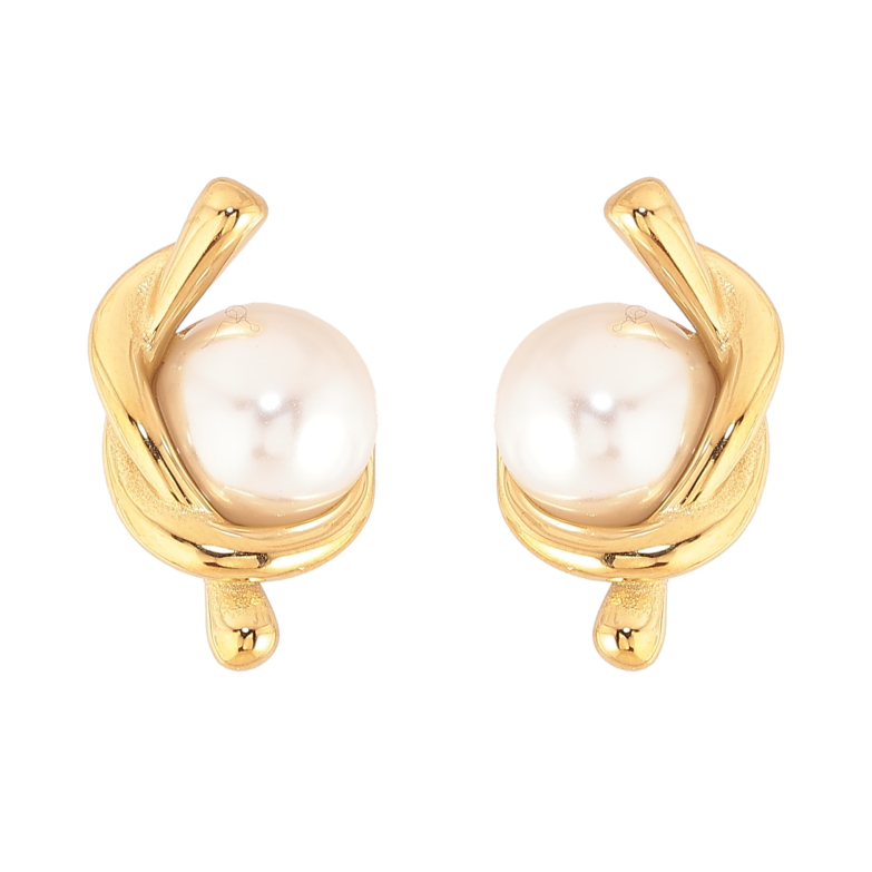 Сережки Нержавіюча сталь пусети "Візерунок з перлинами" фото №1 Сережки Нержавіюча сталь пусети "Візерунок з перлинами" фото №1