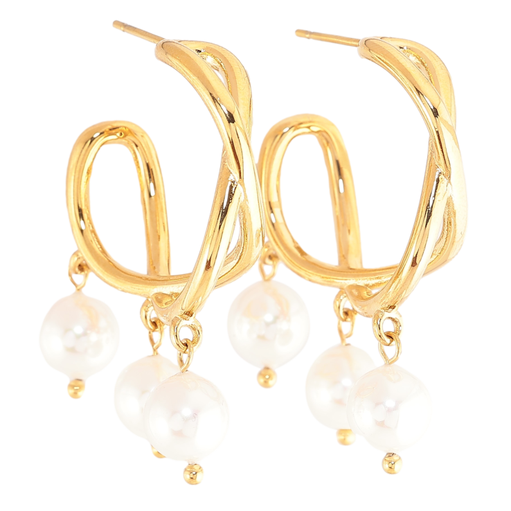 Сережки Нержавіюча сталь пусети "Дуги з перлинними підвісками" на один бік фото №25 Сережки Нержавіюча сталь пусети "Дуги з перлинними підвісками" на один бік фото №25