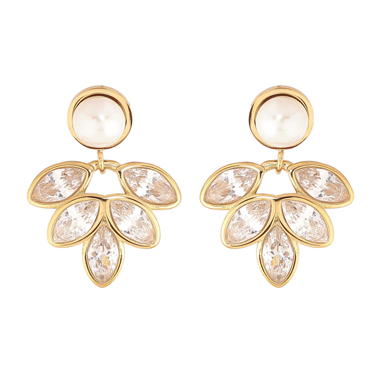 Серьги Нержавеющая сталь пусеты "Кристальные подвески" фото №14