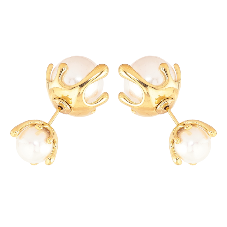 Сережки Нержавіюча сталь пусети-джекети "Перлинні бутони" фото №1