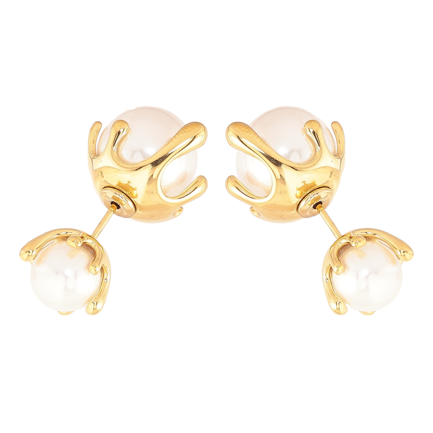 Сережки Нержавіюча сталь пусети-джекети "Перлинні бутони" фото №1