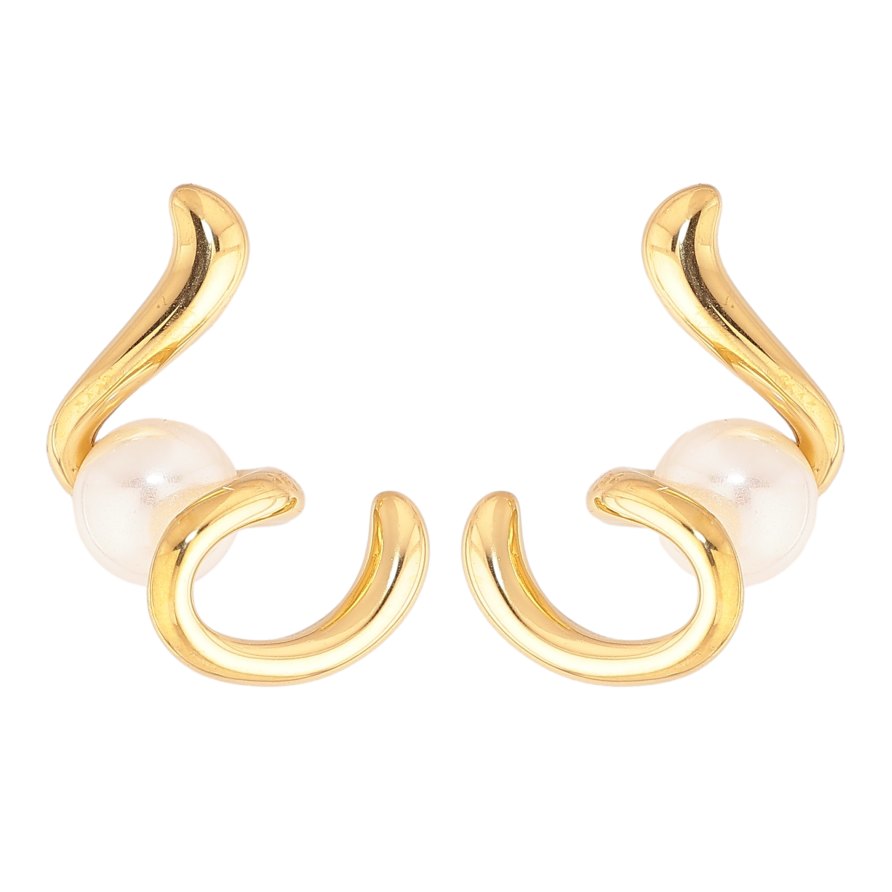 Сережки Нержавіюча сталь пусети "Візерунок з перлинами" фото №1 Сережки Нержавіюча сталь пусети "Візерунок з перлинами" фото №1