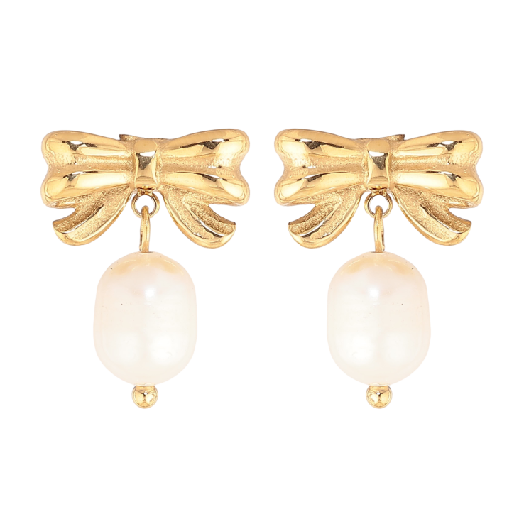 Сережки Нержавіюча сталь пусети "Банти з перлинами" фото №12 Сережки Нержавіюча сталь пусети "Банти з перлинами" фото №12