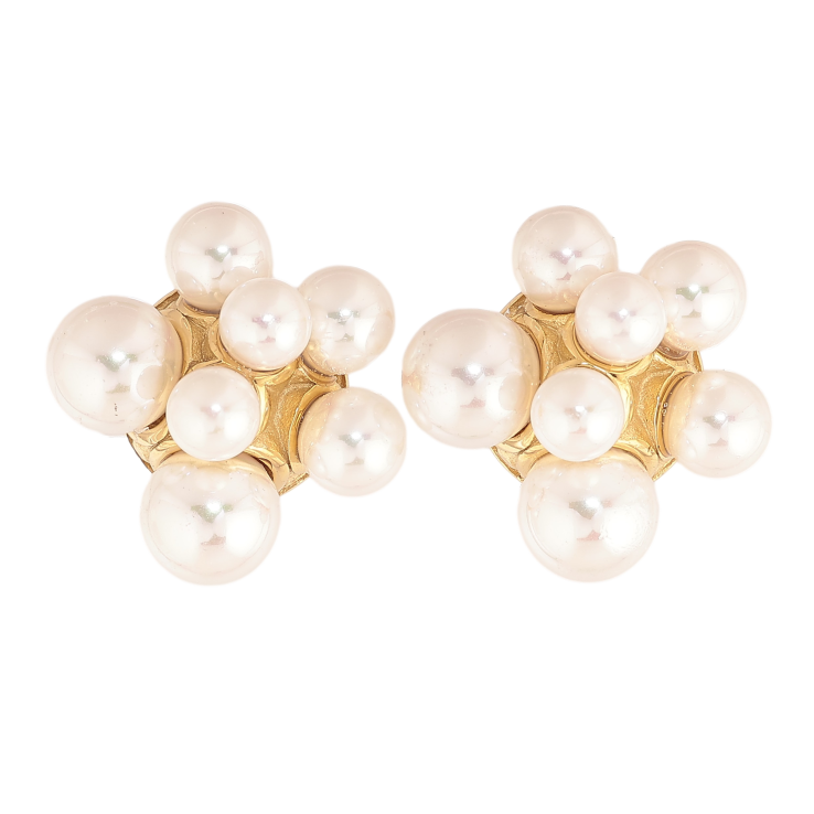 Сережки Нержавіюча сталь пусети "Візерунок з перлинами" фото №5