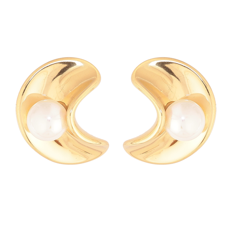 Сережки Нержавіюча сталь пусети "Візерунок з перлинами" фото №20