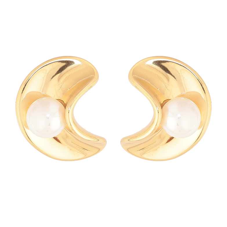 Серьги Нержавеющая сталь пусеты "Узор с жемчужинами" фото №1 Серьги Нержавеющая сталь пусеты "Узор с жемчужинами" фото №1