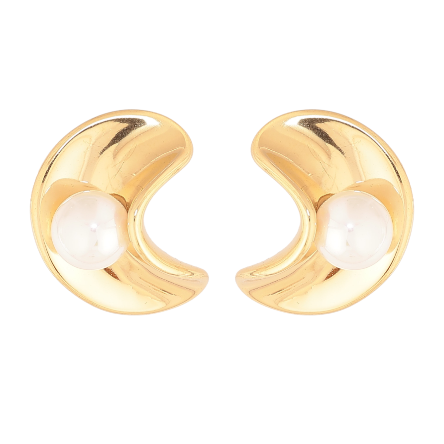 Сережки Нержавіюча сталь пусети "Візерунок з перлинами" фото №1 Сережки Нержавіюча сталь пусети "Візерунок з перлинами" фото №1