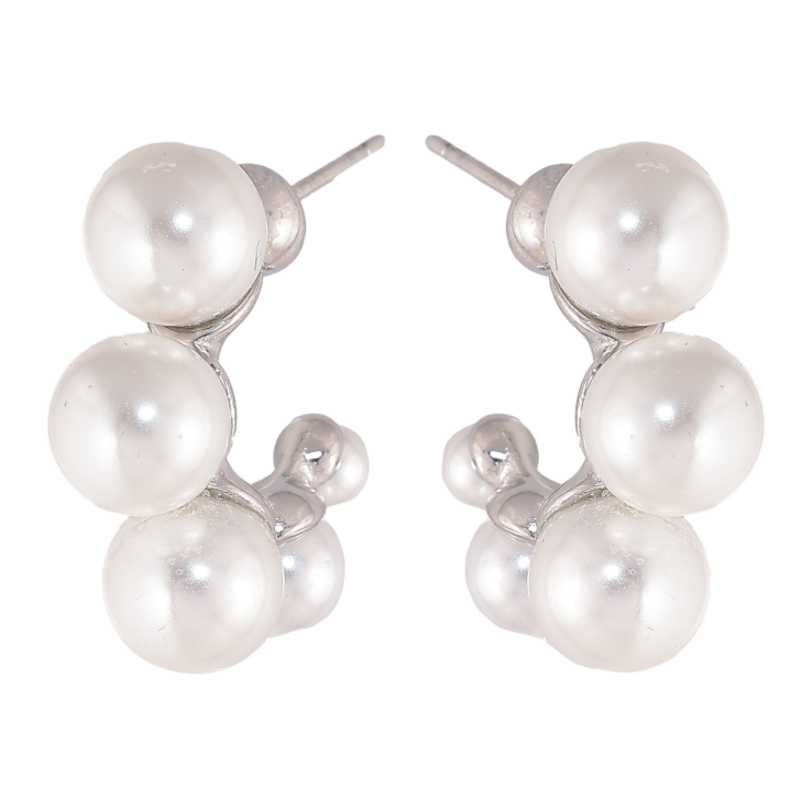 Сережки Нержавіюча сталь пусети "Дуги з перлинами" фото №22