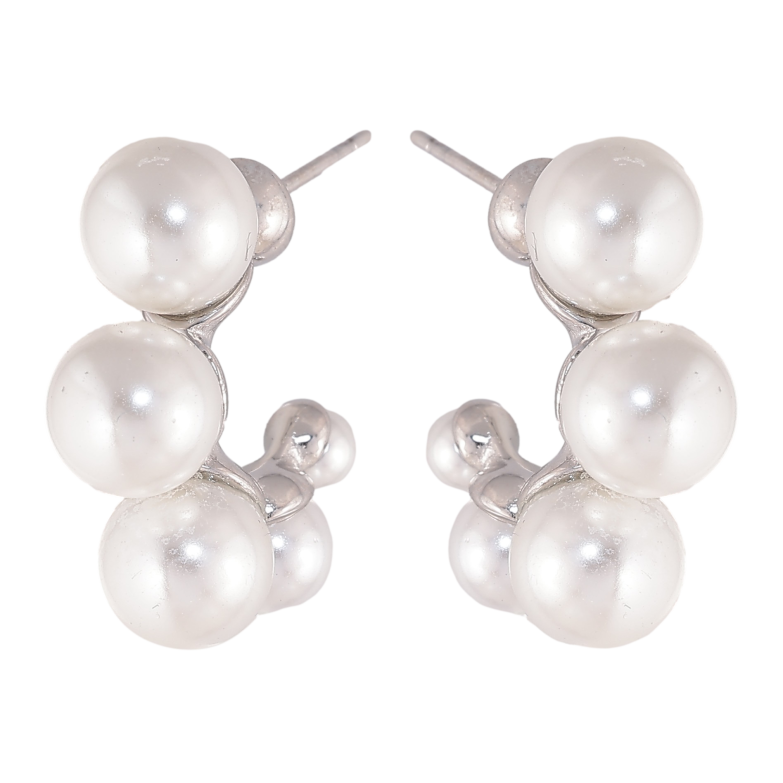 Сережки Нержавіюча сталь пусети "Дуги з перлинами" фото №10