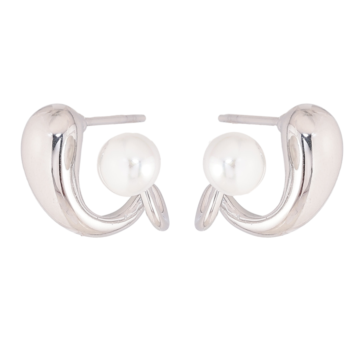 Серьги Нержавеющая сталь пусеты "Узор с жемчужинами" фото №8