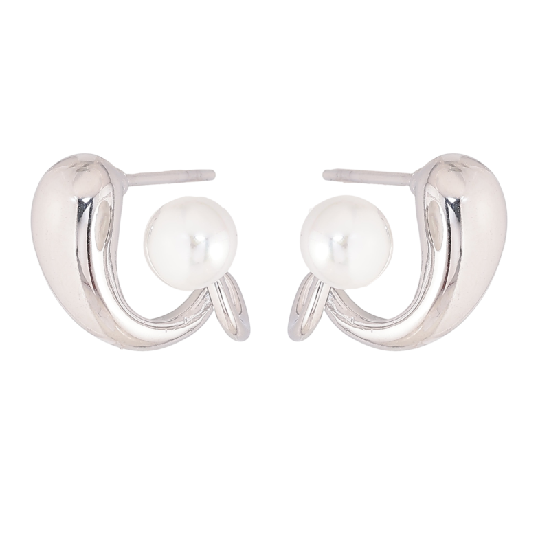 Сережки Нержавіюча сталь пусети "Візерунок з перлинами" фото №1