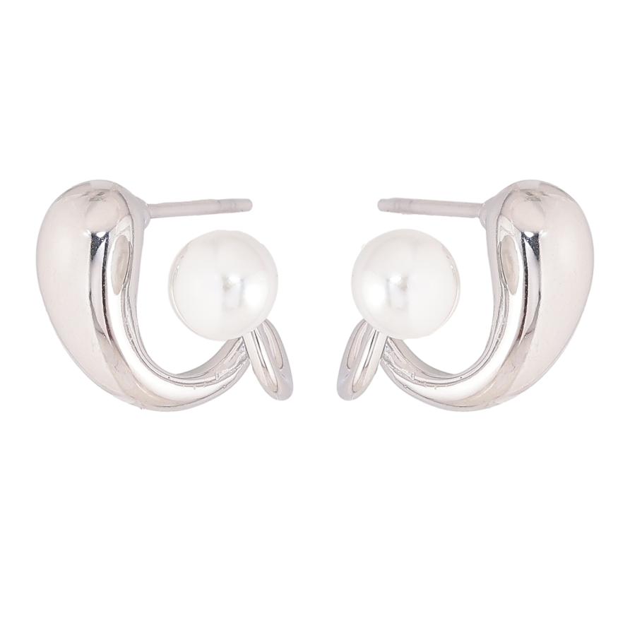 Серьги Нержавеющая сталь пусеты "Узор с жемчужинами" фото №1