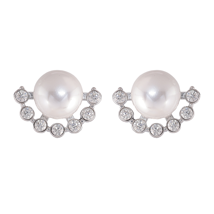 Серьги Нержавеющая сталь пусеты "Узор с жемчужинами" фото №22