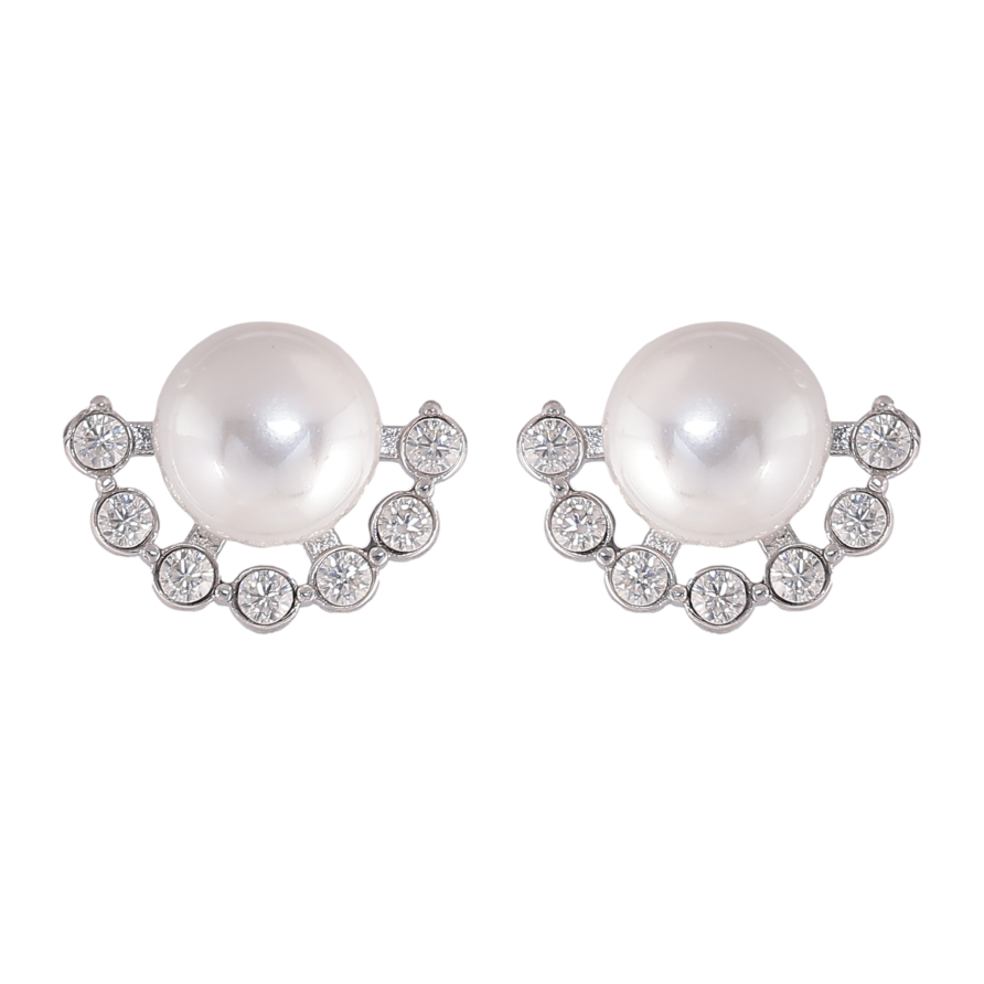 Серьги Нержавеющая сталь пусеты "Узор с жемчужинами" фото №1