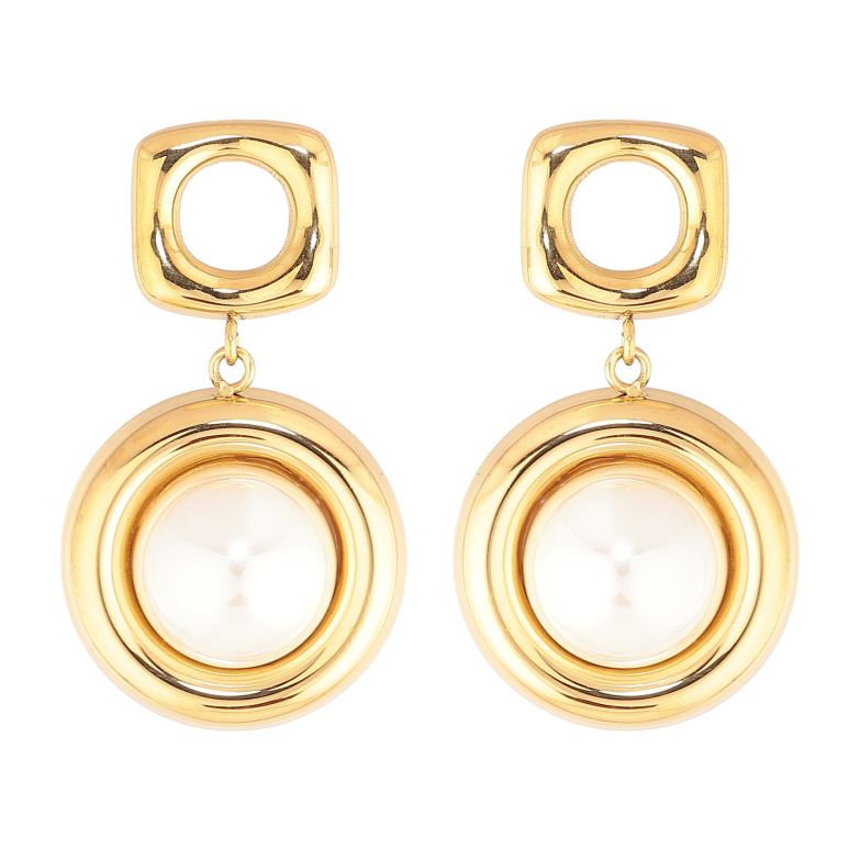 Сережки Нержавіюча сталь пусети "Декоративні підвіски з перлинами" фото №1