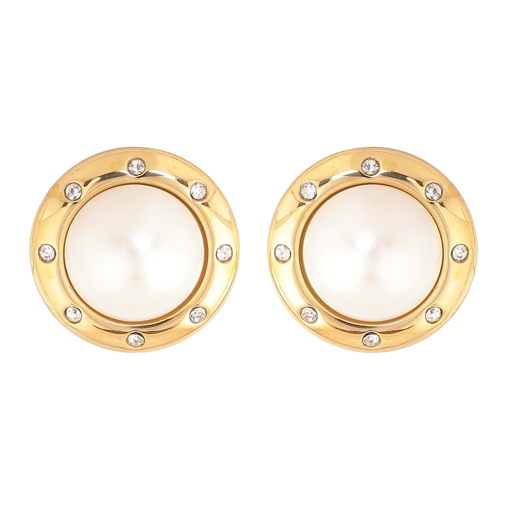 Сережки Нержавіюча сталь пусети "Перлини у декоративній оправі" фото №4