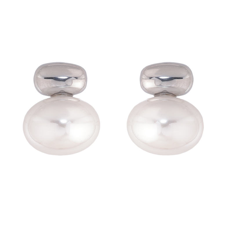 Сережки Нержавіюча сталь пусети "Візерунок з перлинами" фото №1