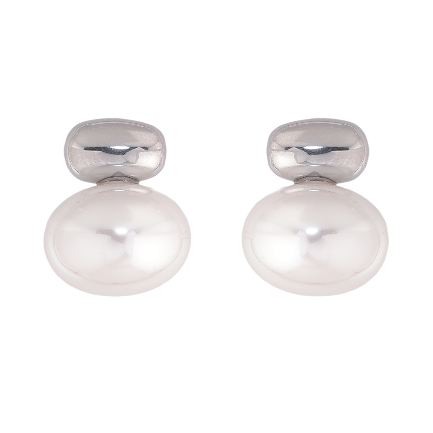 Серьги Нержавеющая сталь пусеты "Узор с жемчужинами" фото №1