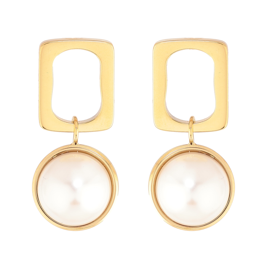 Сережки Нержавіюча сталь пусети "Декоративні підвіски з перлинами" фото №1