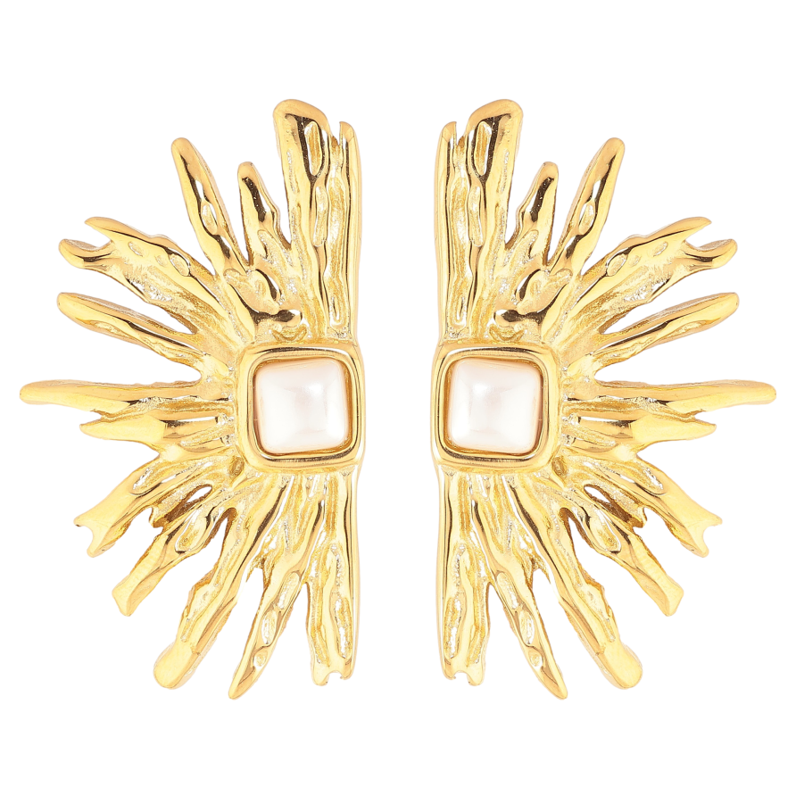 Сережки Нержавіюча сталь пусети "Візерунок з перлинами" фото №1 Сережки Нержавіюча сталь пусети "Візерунок з перлинами" фото №1