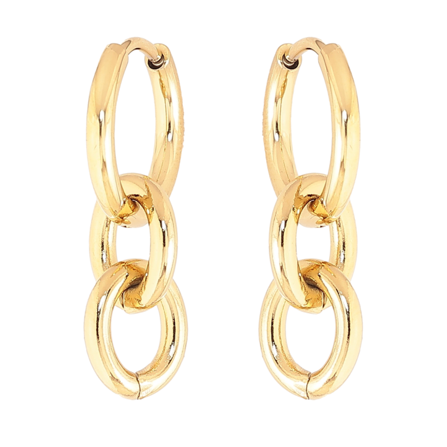 Серьги Нержавеющая сталь подвески на колечках "Цепочки" 2 в 1 фото №1