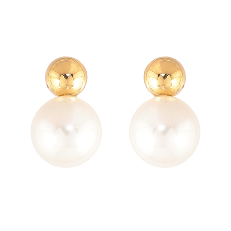 Серьги Нержавеющая сталь пусеты "Шарики с жемчужинами" фото №1