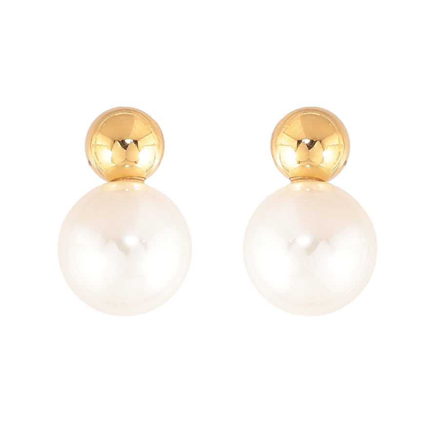 Серьги Нержавеющая сталь пусеты "Шарики с жемчужинами" фото №1