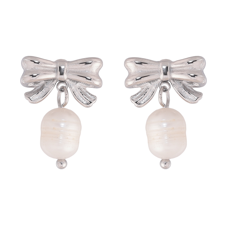 Сережки Нержавіюча сталь пусети "Банти з перлинами" фото №25