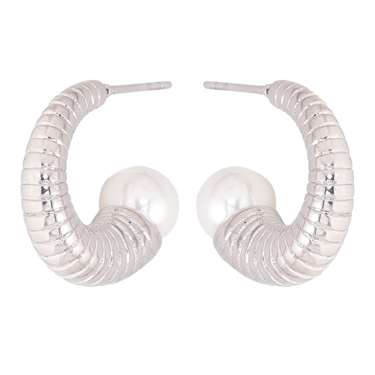 Серьги Нержавеющая сталь пусеты "Дуги с жемчужинами" фото №6