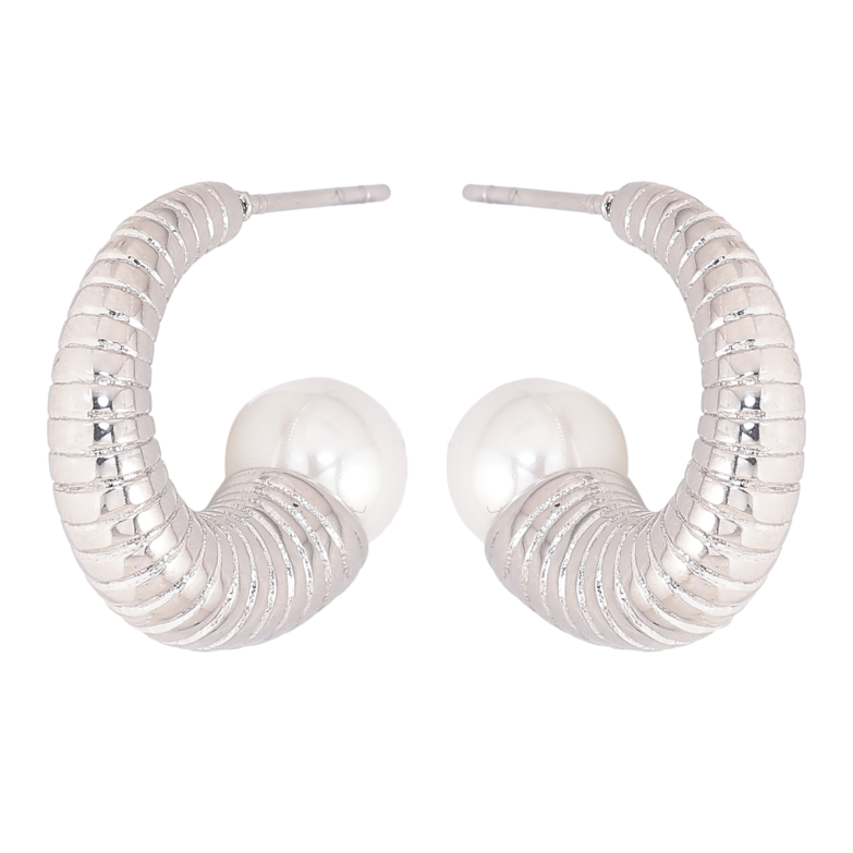 Серьги Нержавеющая сталь пусеты "Дуги с жемчужинами" фото №5