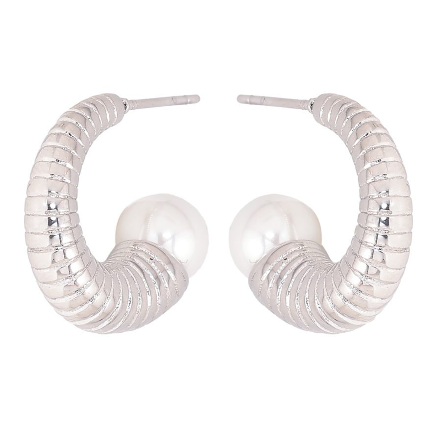 Серьги Нержавеющая сталь пусеты "Дуги с жемчужинами" фото №1