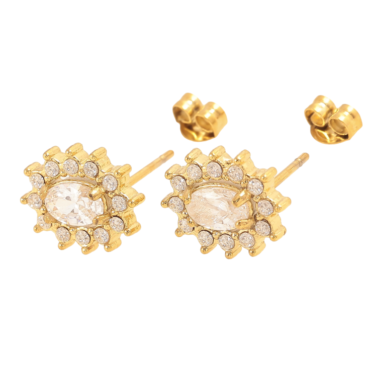 Сережки Нержавіюча сталь пусети "Кристальні квіточки" фото №21