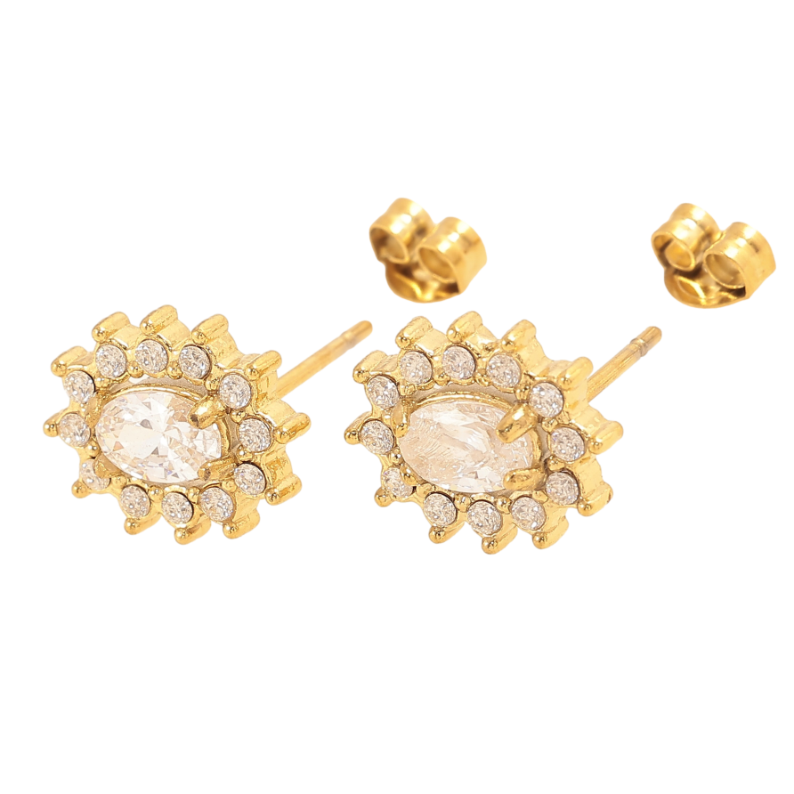 Сережки Нержавіюча сталь пусети "Кристальні квіточки" фото №1