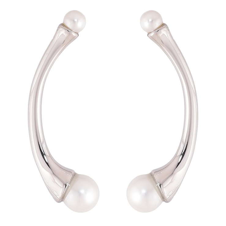 Сережки Нержавіюча сталь пусети "Візерунок з перлинами" фото №3