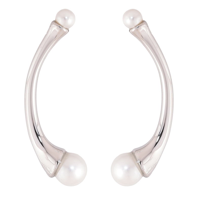 Сережки Нержавіюча сталь пусети "Візерунок з перлинами" фото №4