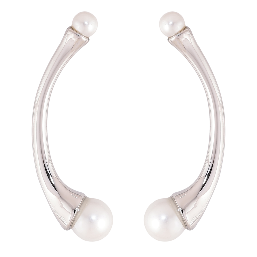 Сережки Нержавіюча сталь пусети "Візерунок з перлинами" фото №1