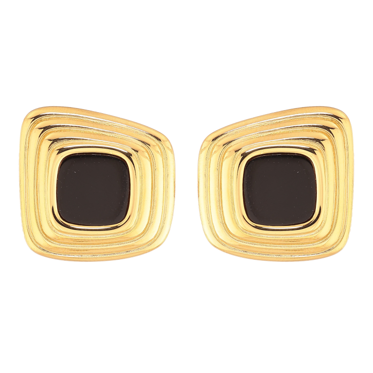 Сережки Нержавіюча сталь пусети "Візерунок з чорними вставками" фото №10