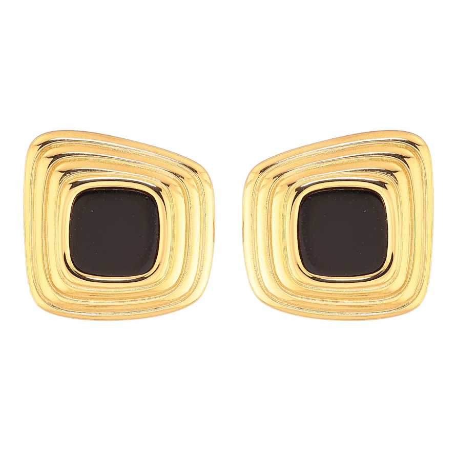 Сережки Нержавіюча сталь пусети "Візерунок з чорними вставками" фото №1