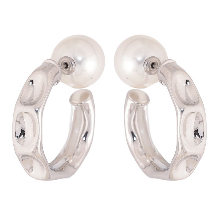 Серьги Нержавеющая сталь пусеты-джекеты "Дуги с жемчужинами" фото №23