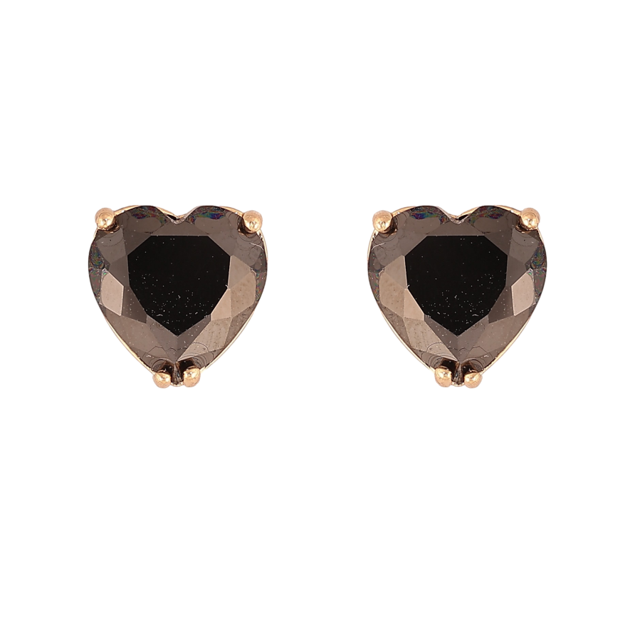 Сережки Xuping M&L колір 18K пусети "Чорні кристальні серця" 9х9мм фото №1