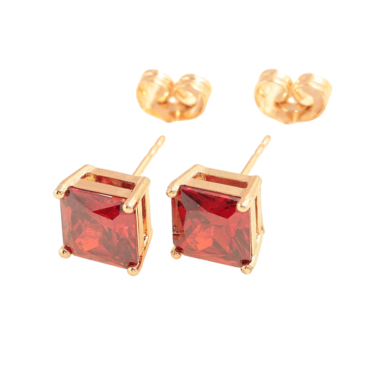 Серьги Xuping M&L цвет 18K пусеты "Красные кристаллы" 8х8мм фото №10