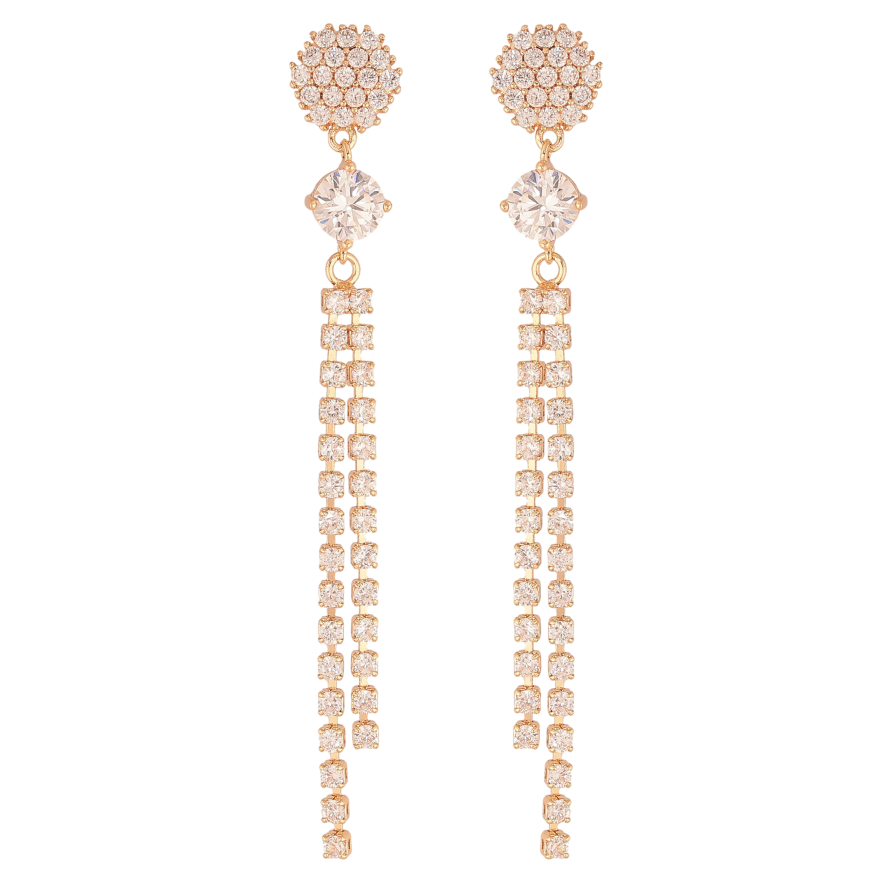 Серьги Xuping M&L цвет 18K пусеты "Кристальные подвески" фото №1