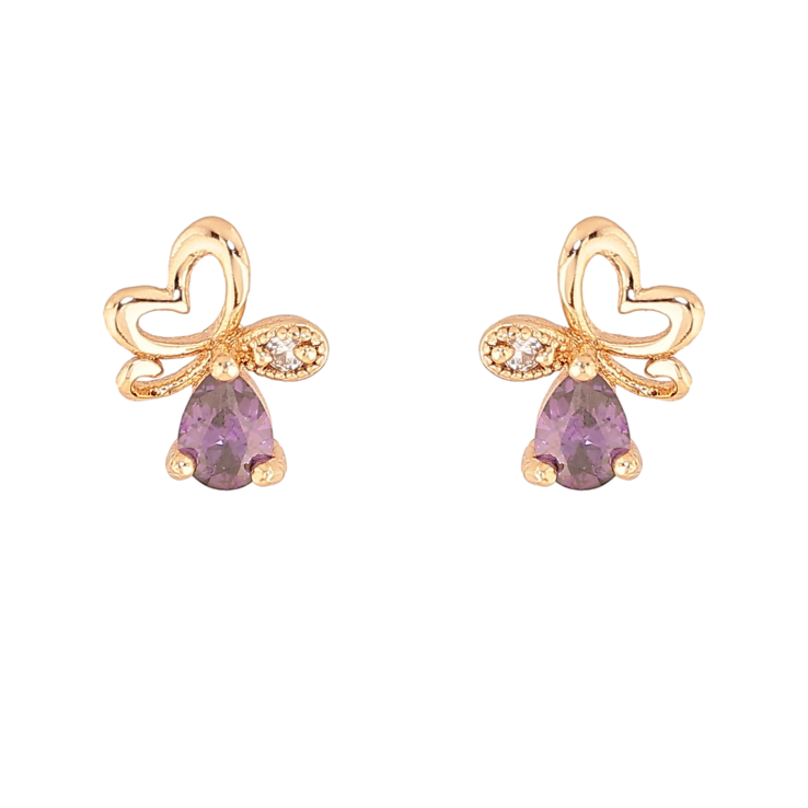 Серьги Xuping M&L цвет 18K пусеты "Бабочки с сиреневыми кристаллами" фото №5