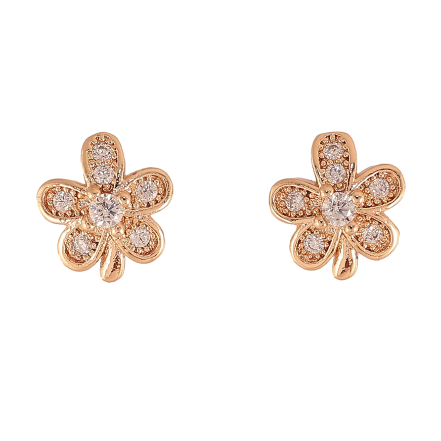 Серьги Xuping M&L цвет 18K пусеты "Цветочки с кристаллами" фото №1