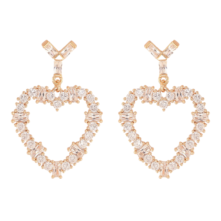 Сережки Xuping M&L колір 18K пусети "Кристальні серця" фото №12