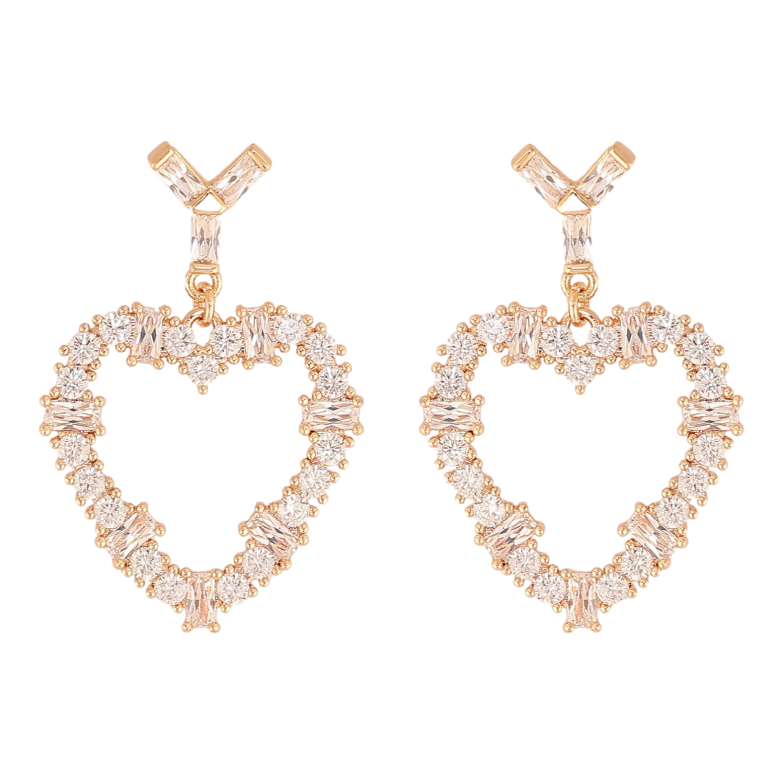 Сережки Xuping M&L колір 18K пусети "Кристальні серця" фото №1