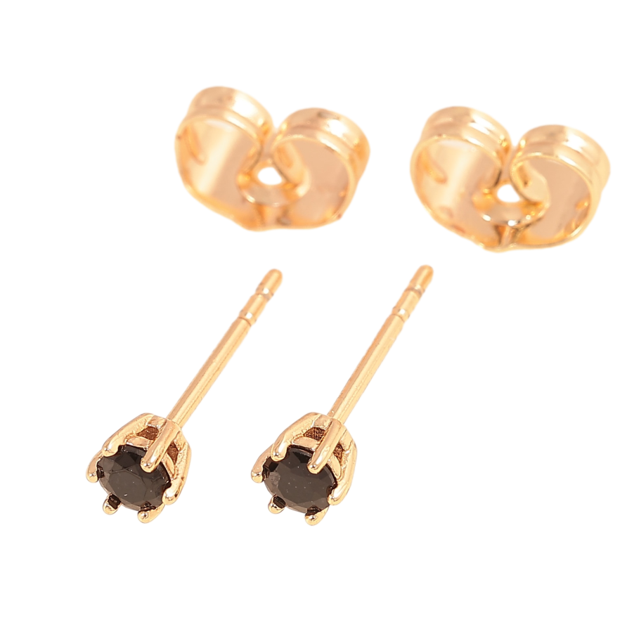 Серьги Xuping M&L цвет 18K пусеты "Черные кристаллы в 6-ти крапановой оправе" ø 3мм фото №1